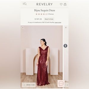 Revelry Bijou Bridesmaid Sequin Dress Burgundy